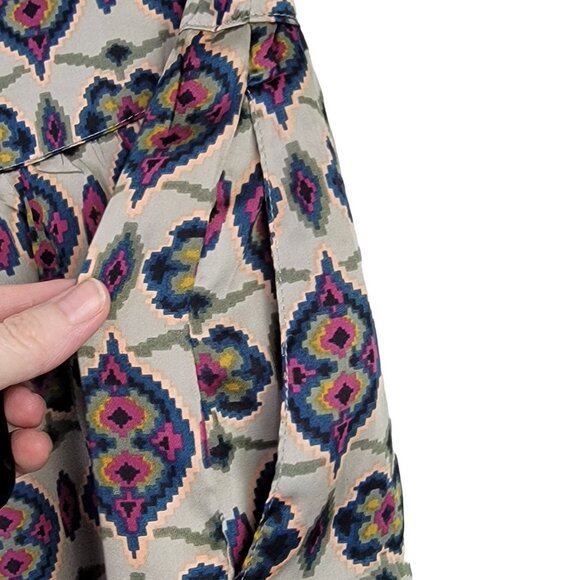 Vintage 90s Satin Mini Skirt Women Medium 8 Geometric A-line Formal Pockets Fall - Picture 7 of 14